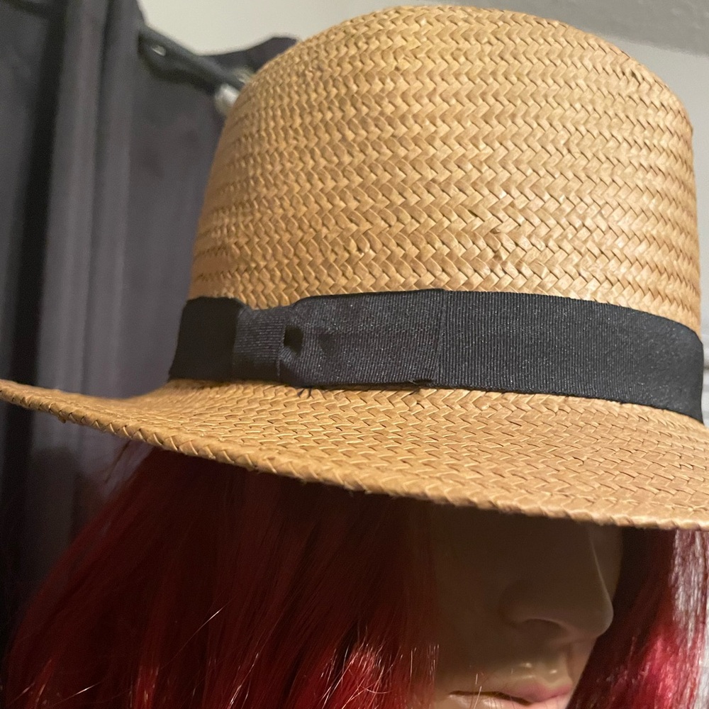 Straw Tan and Black Fedora